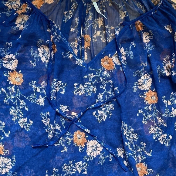 Free People Floral Boho Tiered Tunic Mini Dress size S - Picture 5 of 8